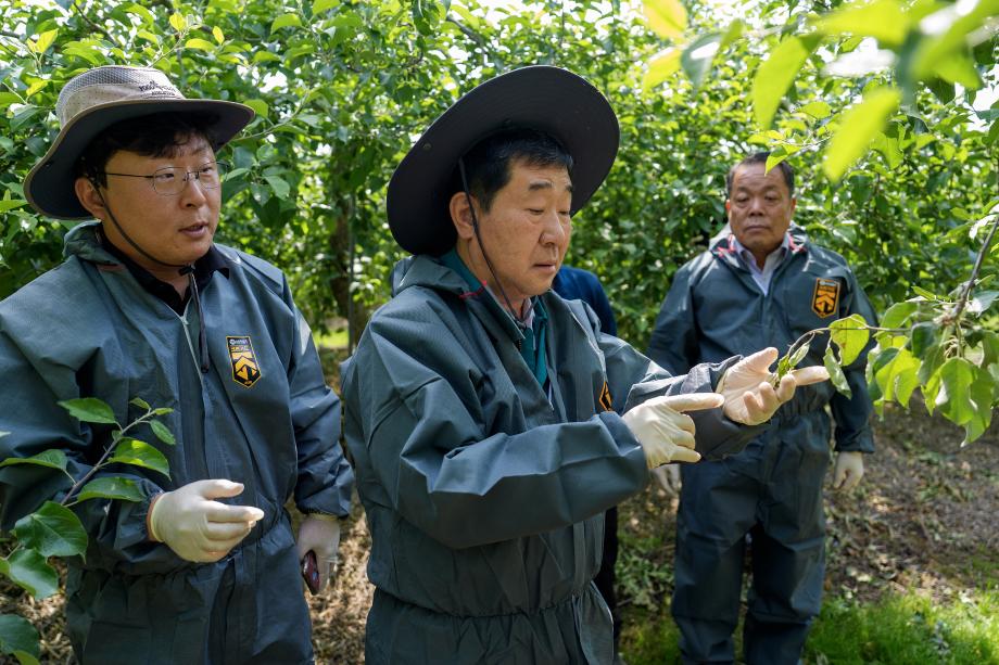 과수화상병 발생 농가 방문